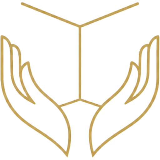 Golden Hands Concepts logo: two abstract golden hands shaping a room